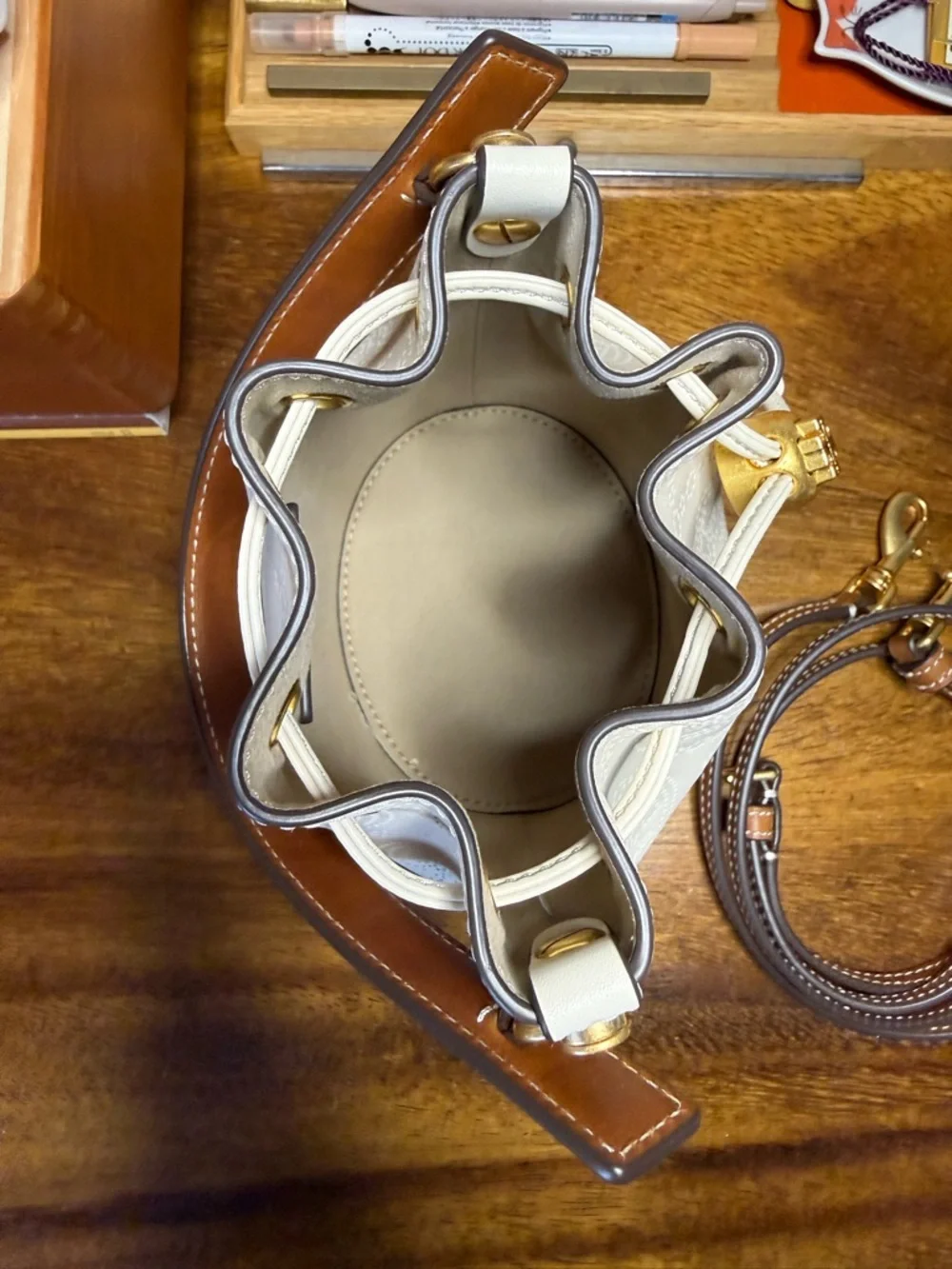 Tory Burch Mini T Monogram Perforated Bucket Bag NWOT - Picture 7 of 8